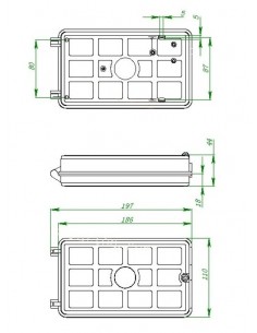 Caja de empalme de Fibra Óptica para 12 fusiones y derivación FTTH 1 2
